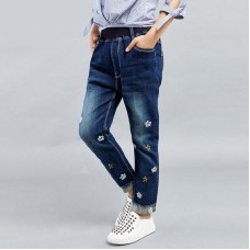 Crown patch pull-on jeans